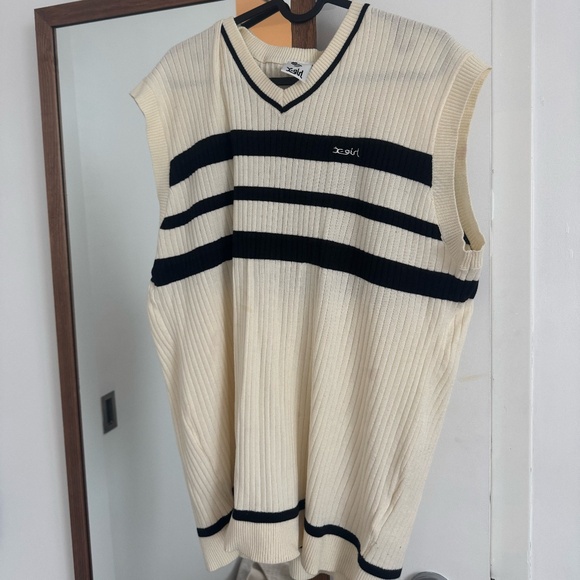 X-Girl BICOLOR STRIPED KNIT VEST - BLACK / ONE SIZE - Picture 1 of 3
